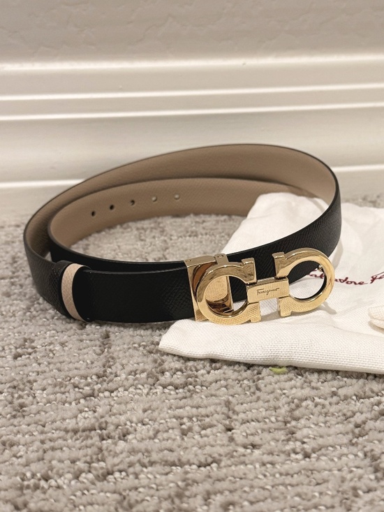 Ferragamo Reversible Gancini Belt Black Tan Gold Buckle NWT w/ Dust Bag main image 4